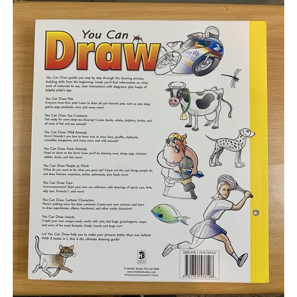 YOU CAN DRAW Learn Over 100 Drawings 8 Books Cars Animals Sea Insects Cartoon - Picture 4 of 13